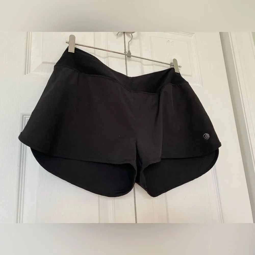 MPG Black Shorts with Zipper Pocket in the back and Turquoise Details